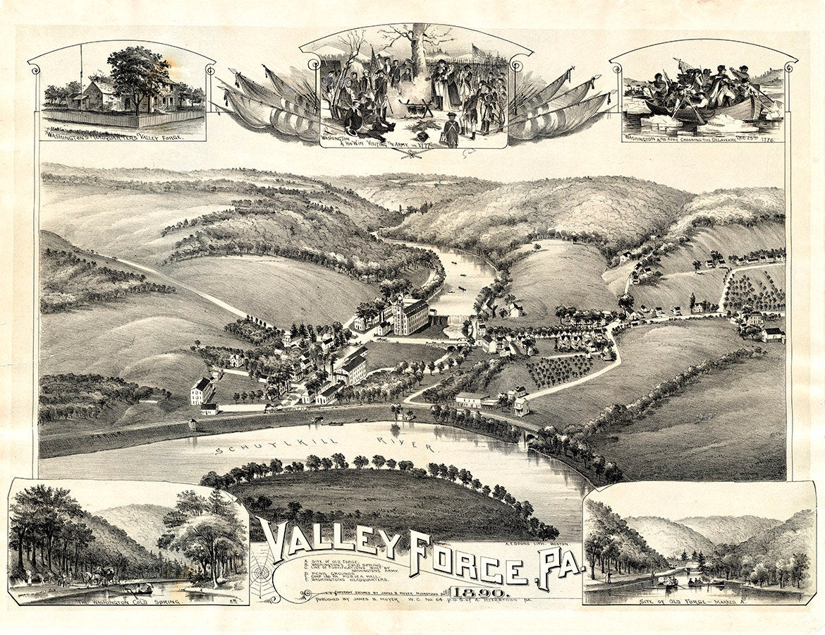 1890 Panoramic Map of Valley Forge Pennsylvania