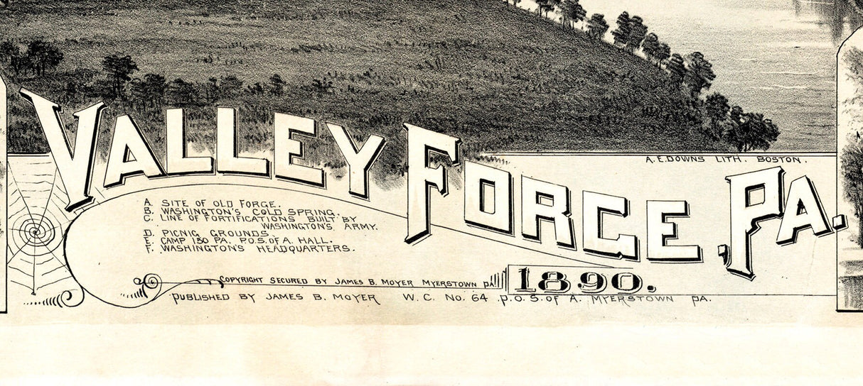 1890 Panoramic Map of Valley Forge Pennsylvania