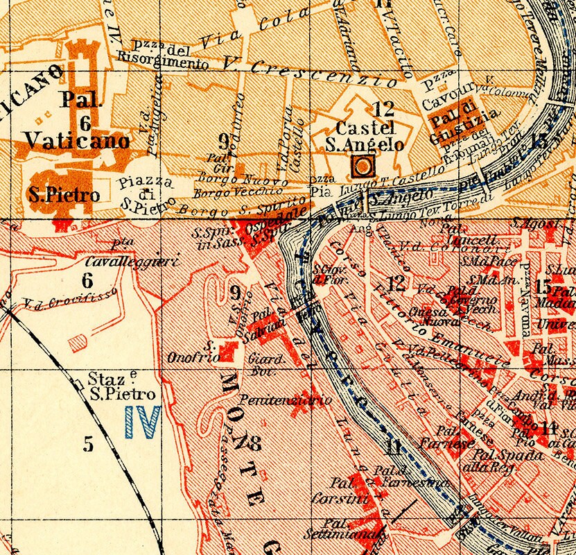 1910 Map of Rome Italy By Baedeker