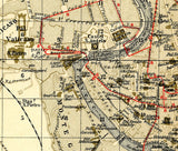 1910 Map of Rome Italy Showing Electric Tramways by Baedeker