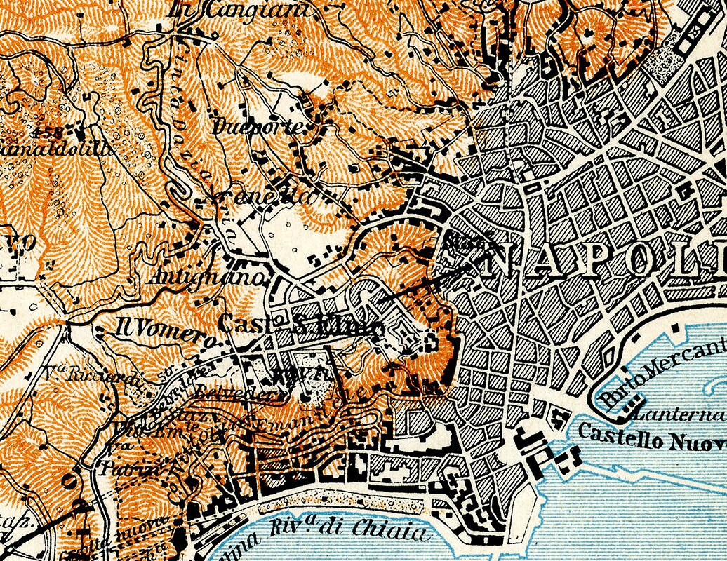 1910 Map of Naples Italy by Baedeker