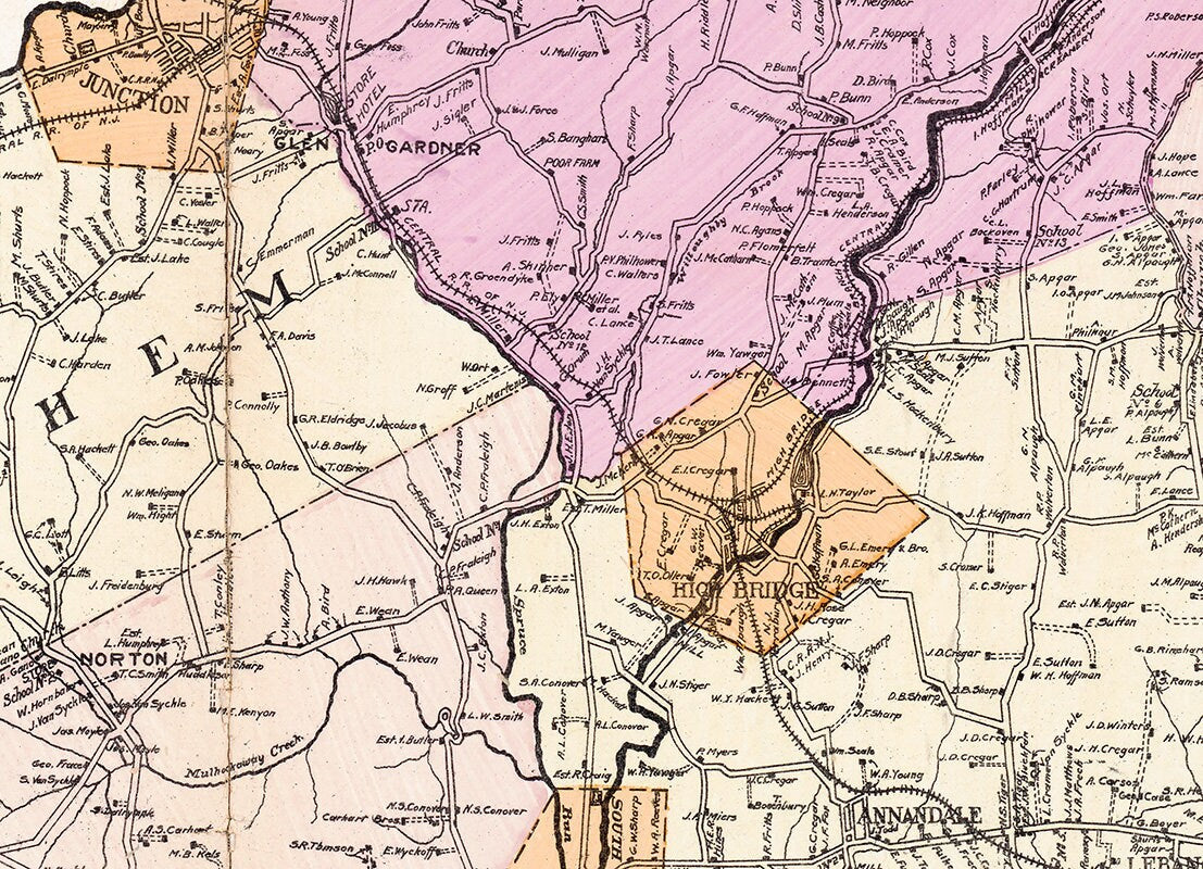 1902 Map of Hunterdon County New Jersey