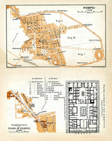 1910 Map of Pompei Italy by Baedeker