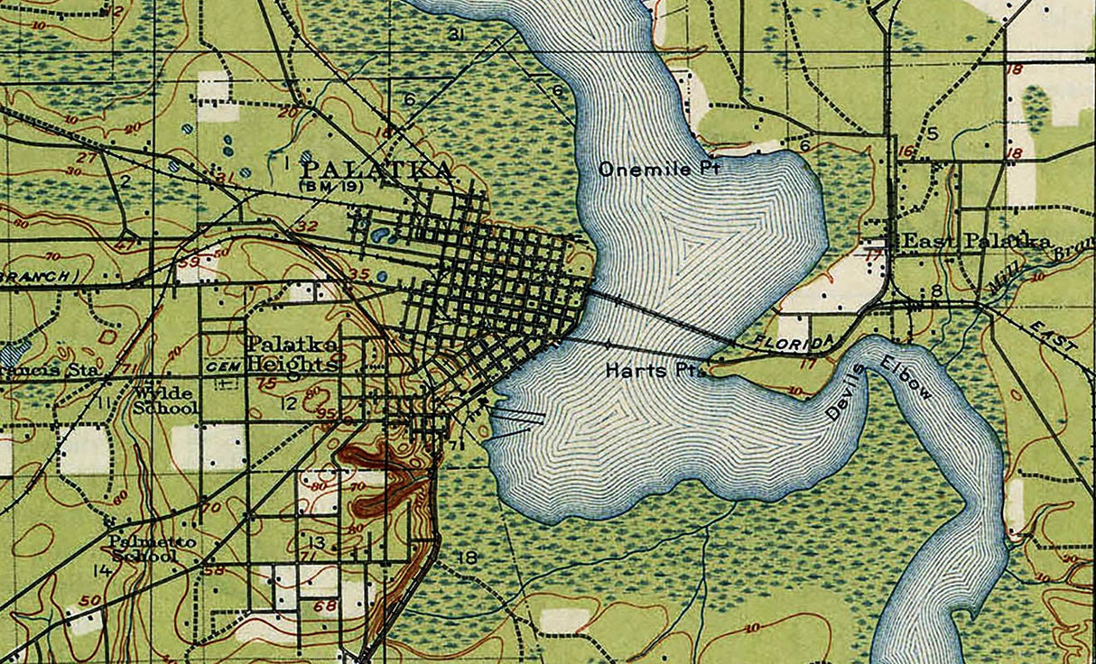 1915 Topo Map of Palatka Florida Quadrangle