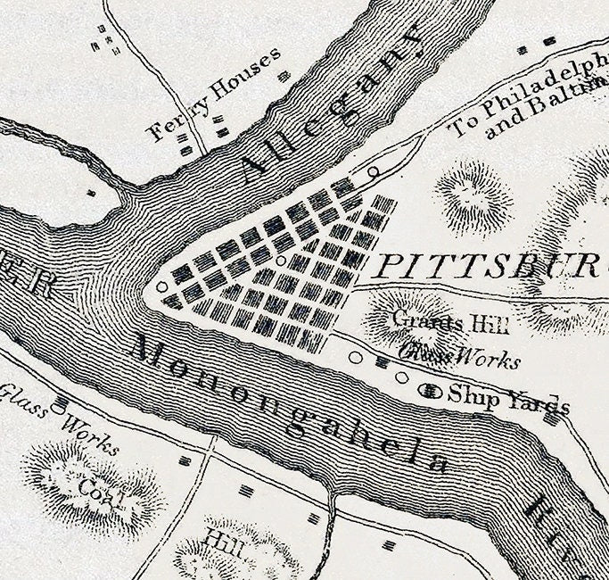 1812 Map of Pittsburg Pennsylvania by John Melish