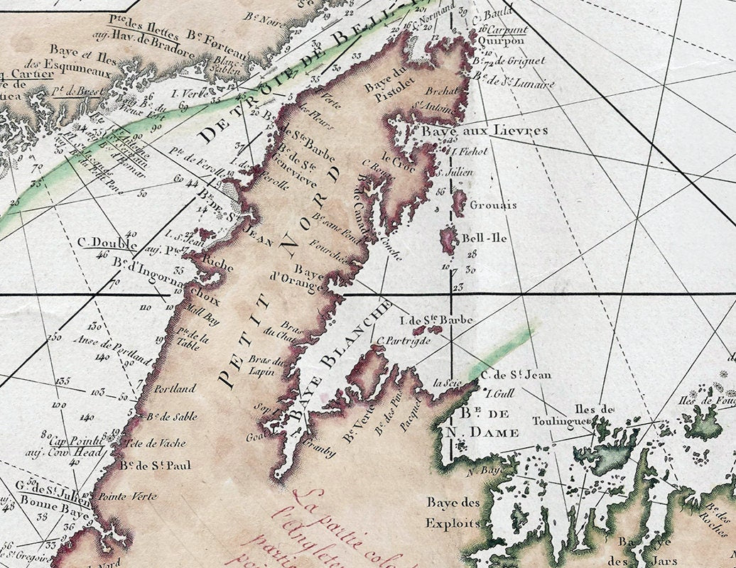 1784 Nautical Map of New Foundland Labrador Nova Scotia and Gulf of St Lawrence