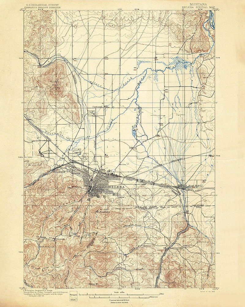 1899 Topo Map of Helena Montana Quadrangle