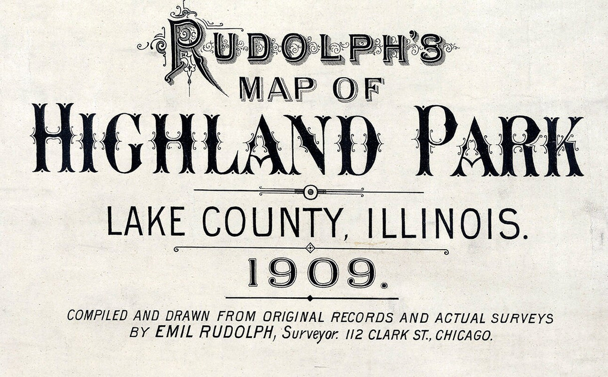 1909 Map of Highland Park Lake County Illinois