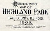 1909 Map of Highland Park Lake County Illinois