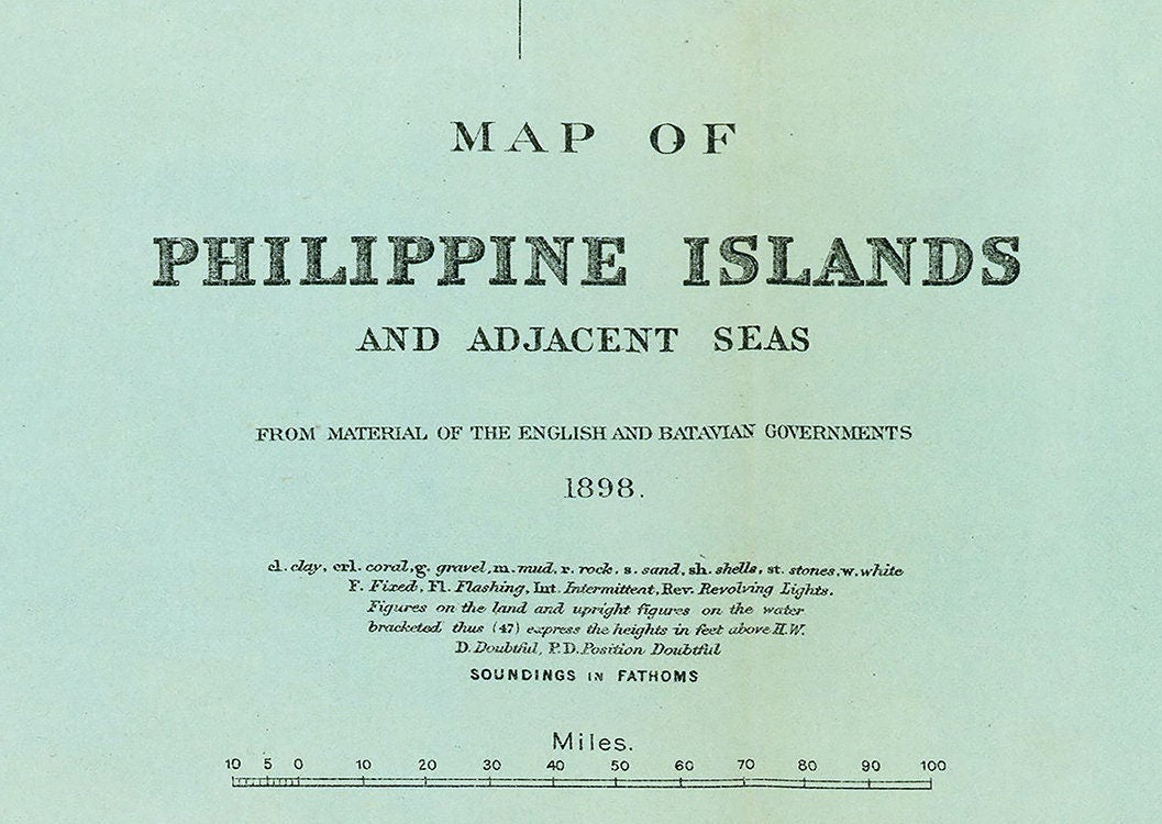 1898 Map of Philippine Islands and adjacent seas