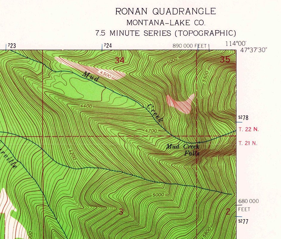 1964 Topo Map of Ronan Montana Quadrangle