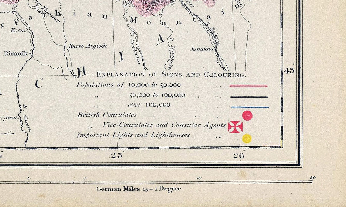 1883 Map of Austrian Empire Galicia Eastern Hungary and Transylvania