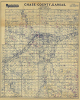 Chase County Kansas Farm Line Map of Oil & Gas Wells Early 1900s