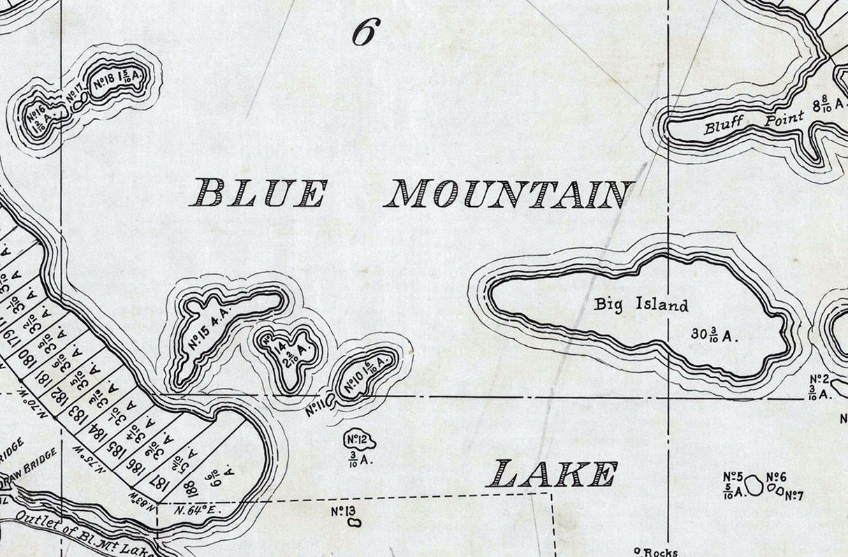 1900 Map of Blue Mountain Lake Hamilton County New York