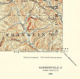 1909 Topo Map of Summerfield Ohio Senecaville Reservoir