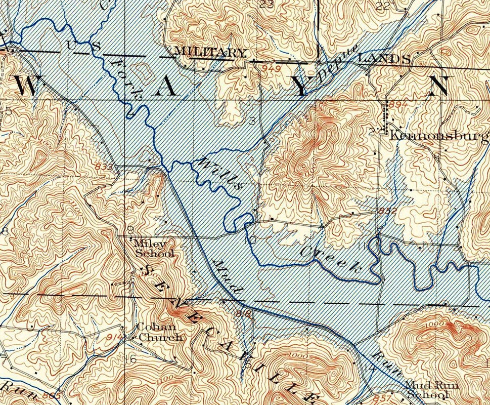 1909 Topo Map of Summerfield Ohio Senecaville Reservoir