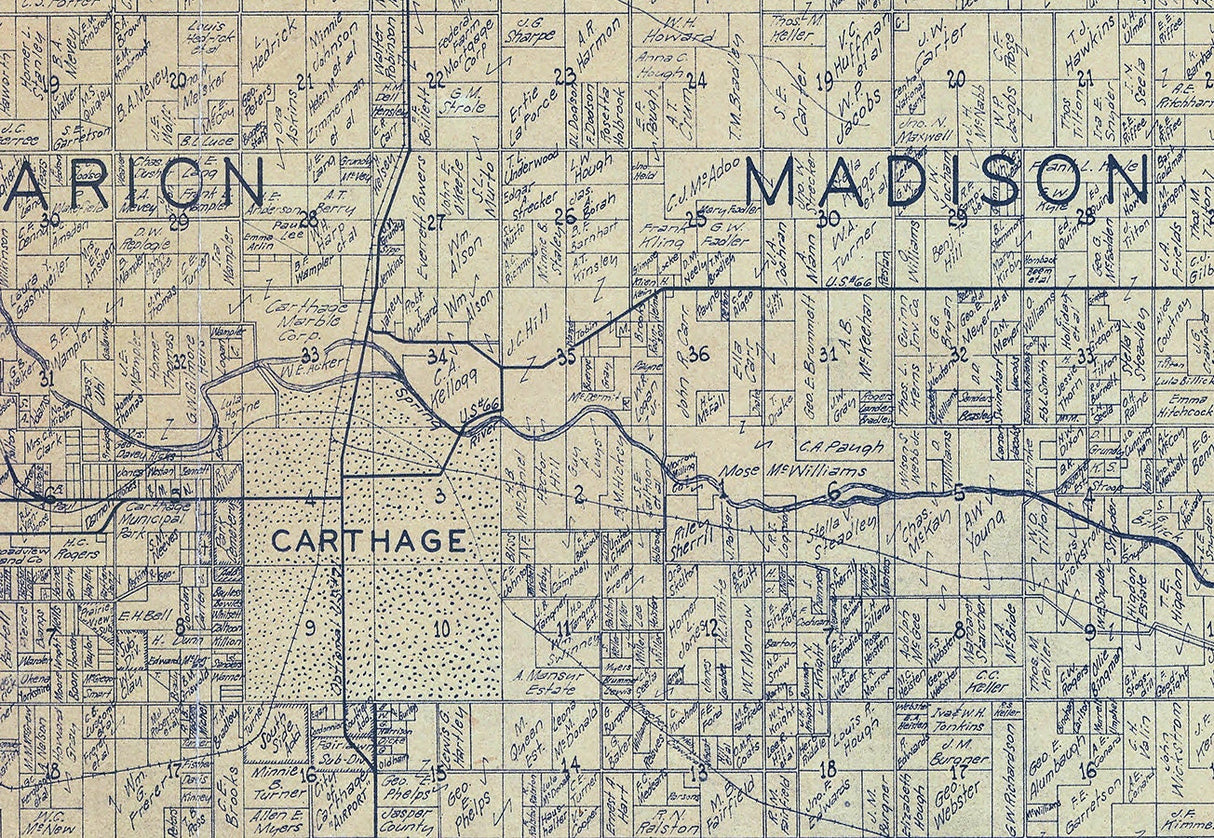 1941 Farm Line Map of Jasper County Missouri