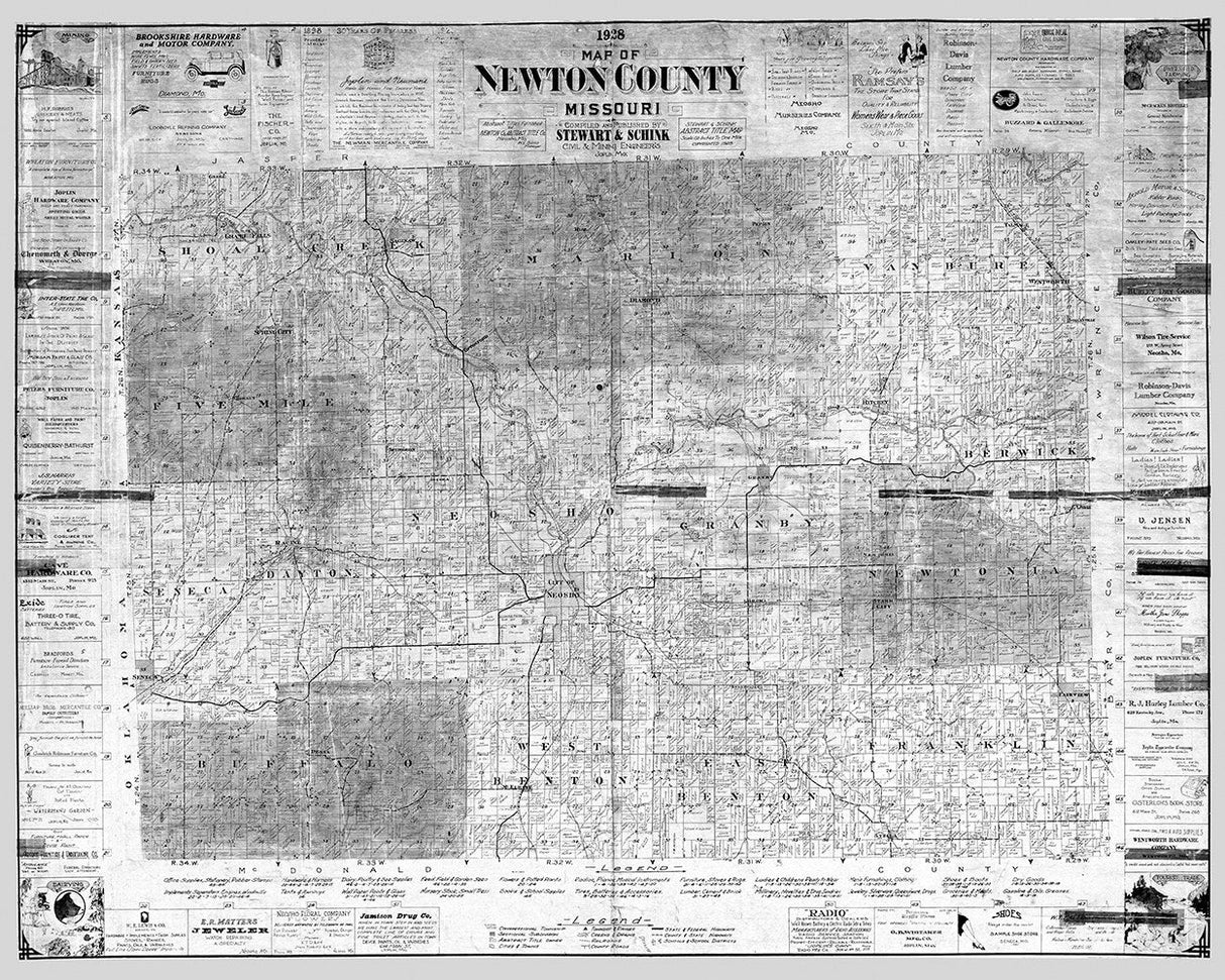 1928 Map of Newton County Missouri