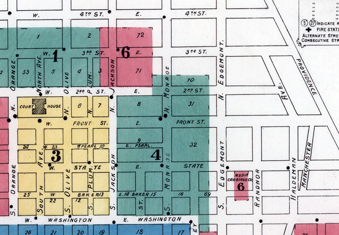 1907 Town Map of Media Delaware County Pennsylvania