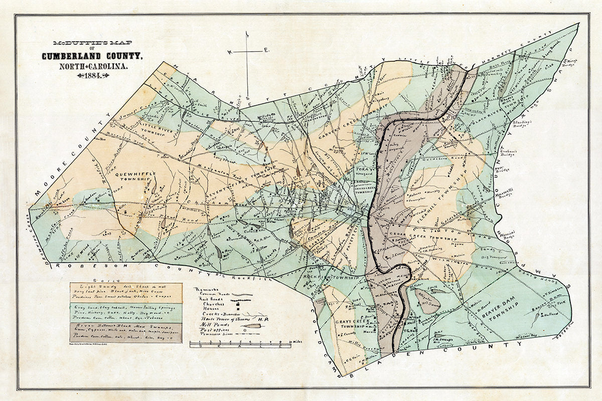 1884 Map of Cumberland County North Carolina