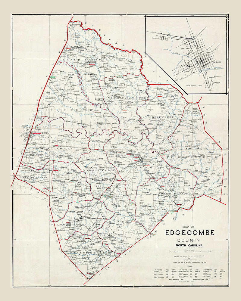 1905 Map of Edgecombe County North Carolina