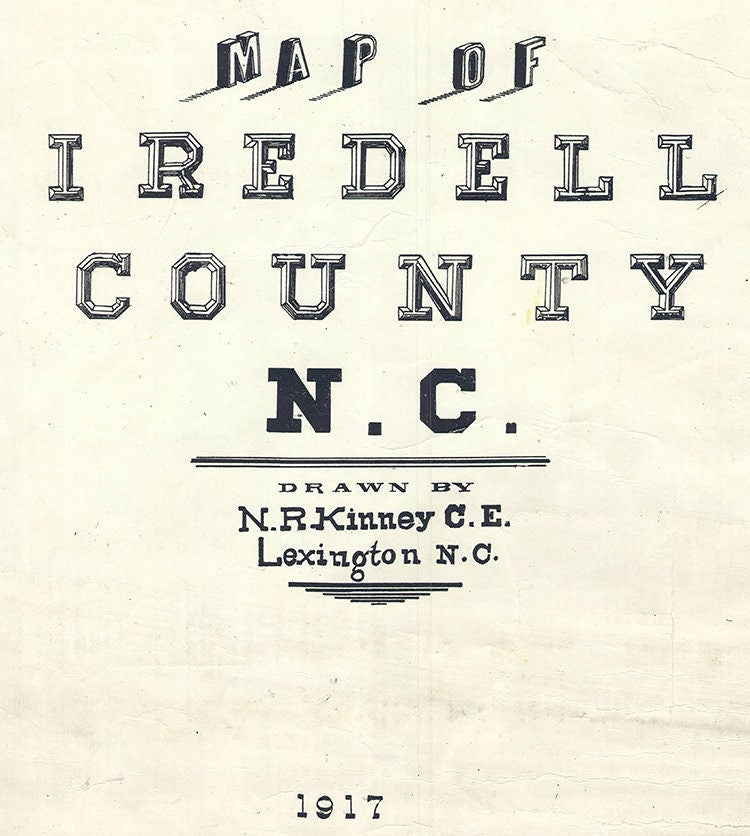 1917 Map of Iredell County North Carolina