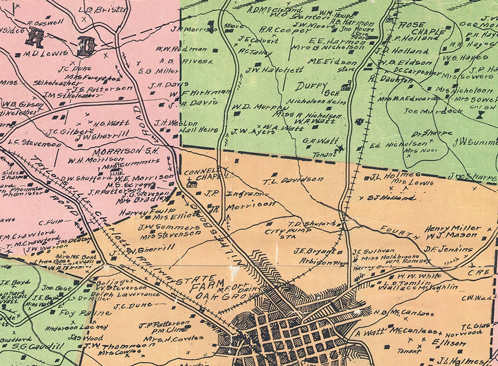 1917 Map of Iredell County North Carolina