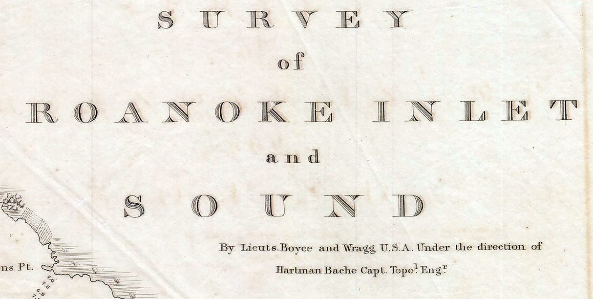 1829 Nautical Map of Roanoke Inlet and Sound North Carolina