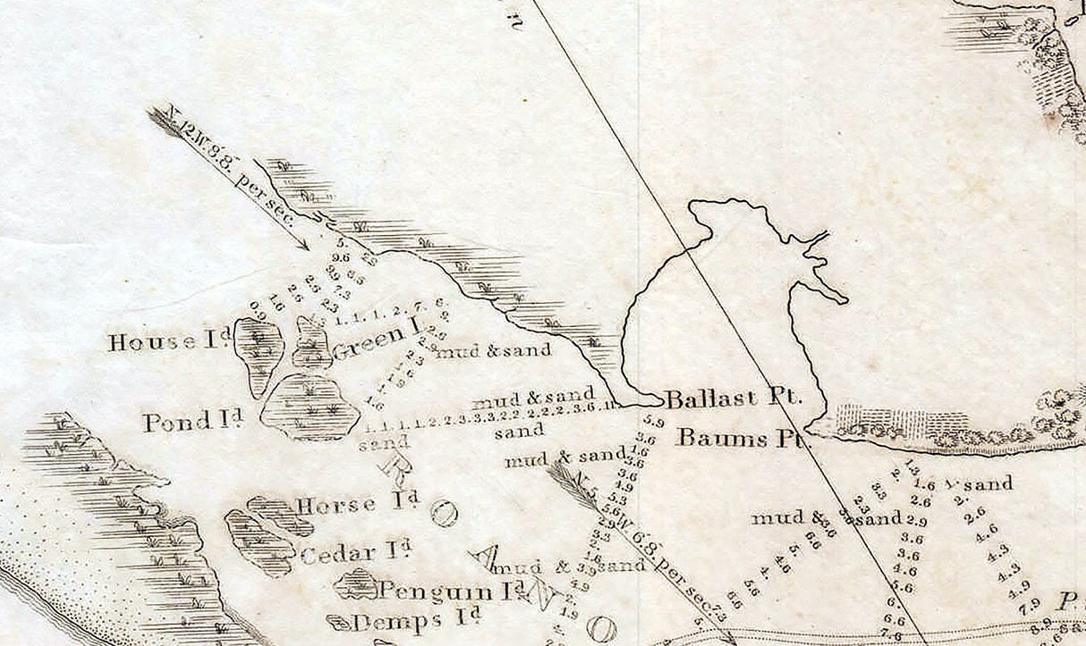 1829 Nautical Map of Roanoke Inlet and Sound North Carolina