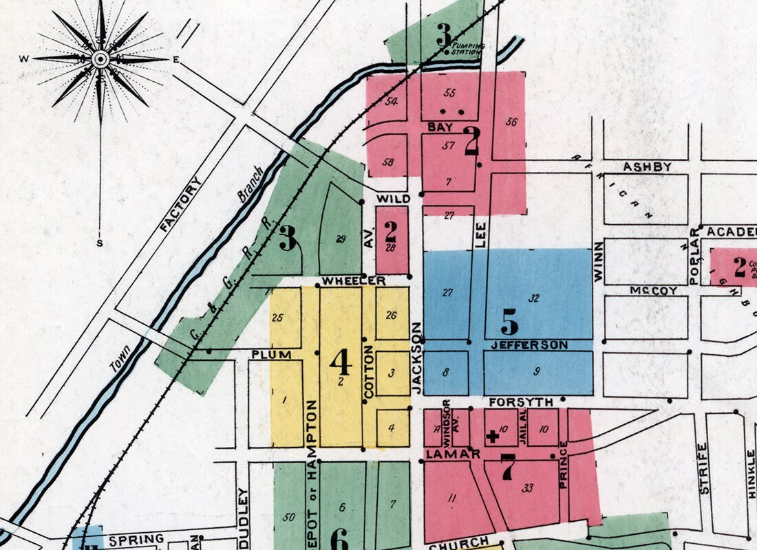 1900 Town Map of Americus Sumter County Georgia