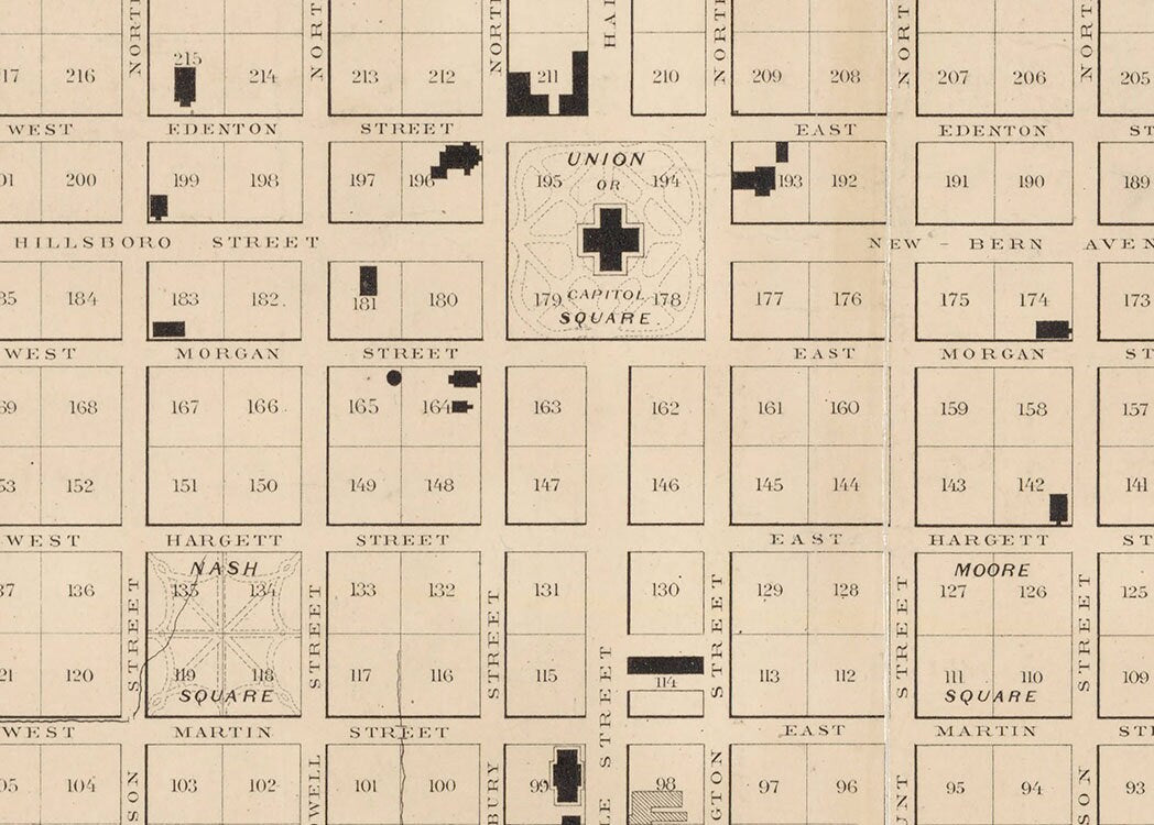 1888 Map of Raleigh North Carolina