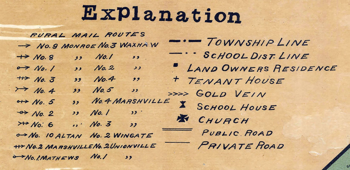 1907 Map of Union County North Carolina
