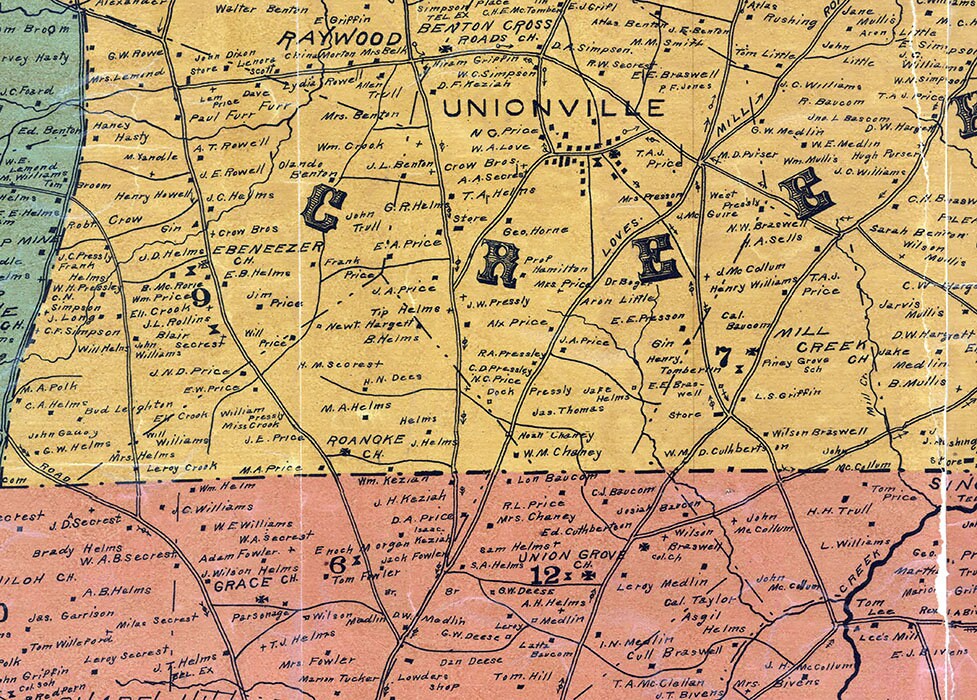 1907 Map of Union County North Carolina