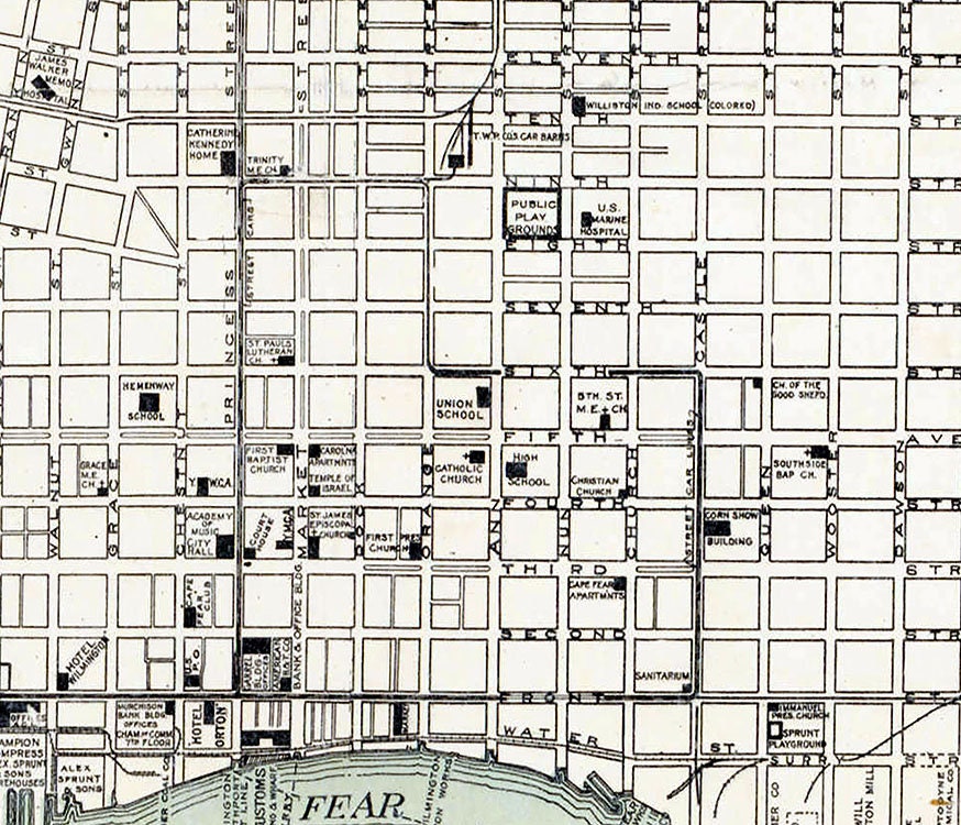 1918 Map of Wilmington North Carolina