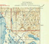 1899 Topo Map of Grand Teton Wyoming Quadrangle Jackson Lake