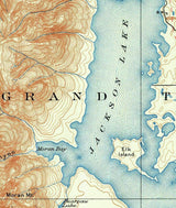 1899 Topo Map of Grand Teton Wyoming Quadrangle Jackson Lake