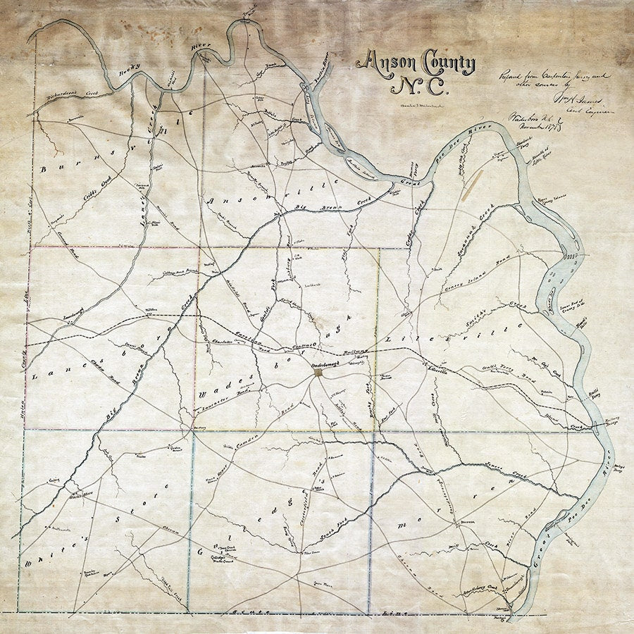 1878 Map of Anson County North Carolina