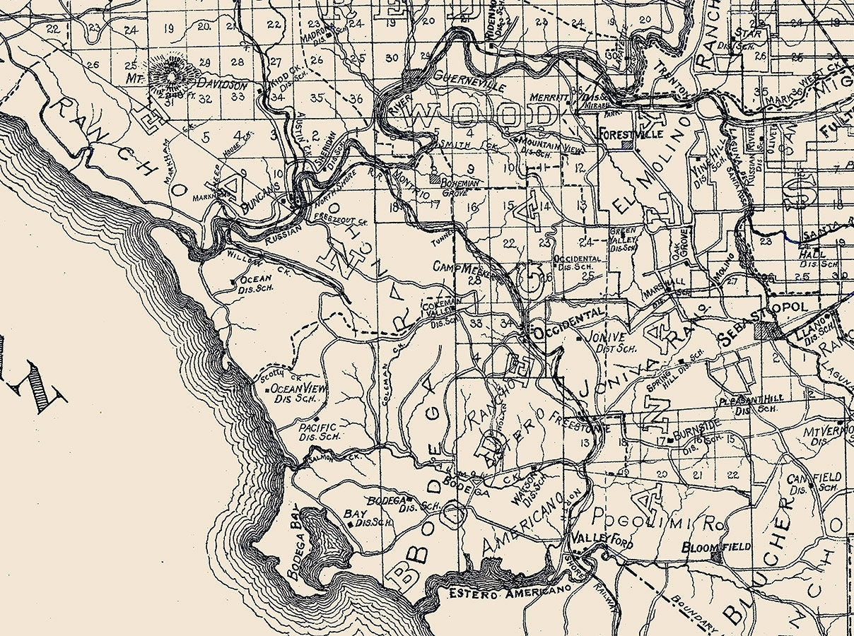 1902 Map of Sonoma County California