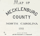 1911 Map of Mechlenburg County North Carolina
