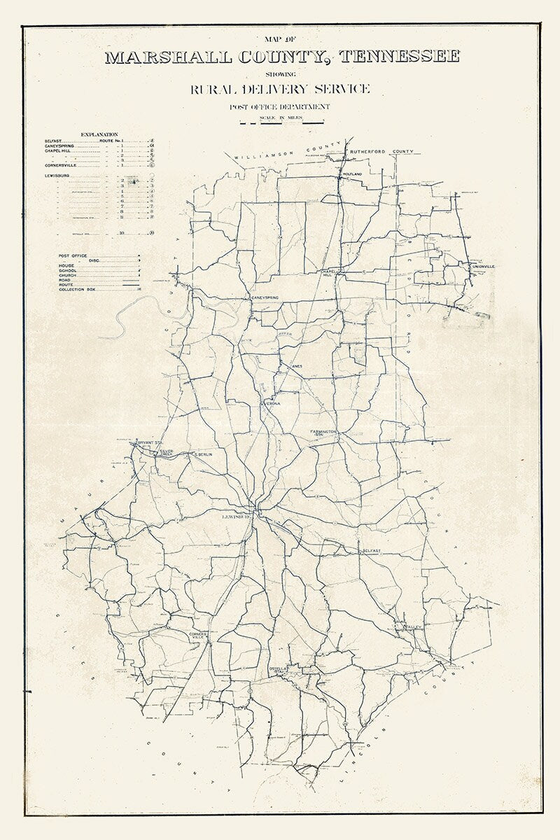 1935 Map of Marshall County Tennessee