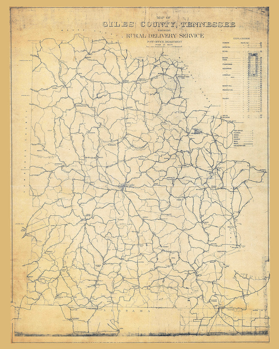 1920s Map of Giles County Tennessee