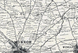 1907 Map of Union County North Carolina Monroe