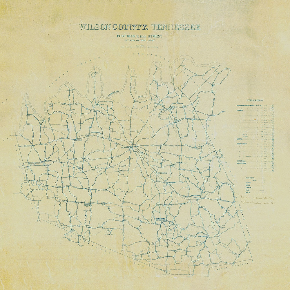 1903 Map of Wilson County Tennessee