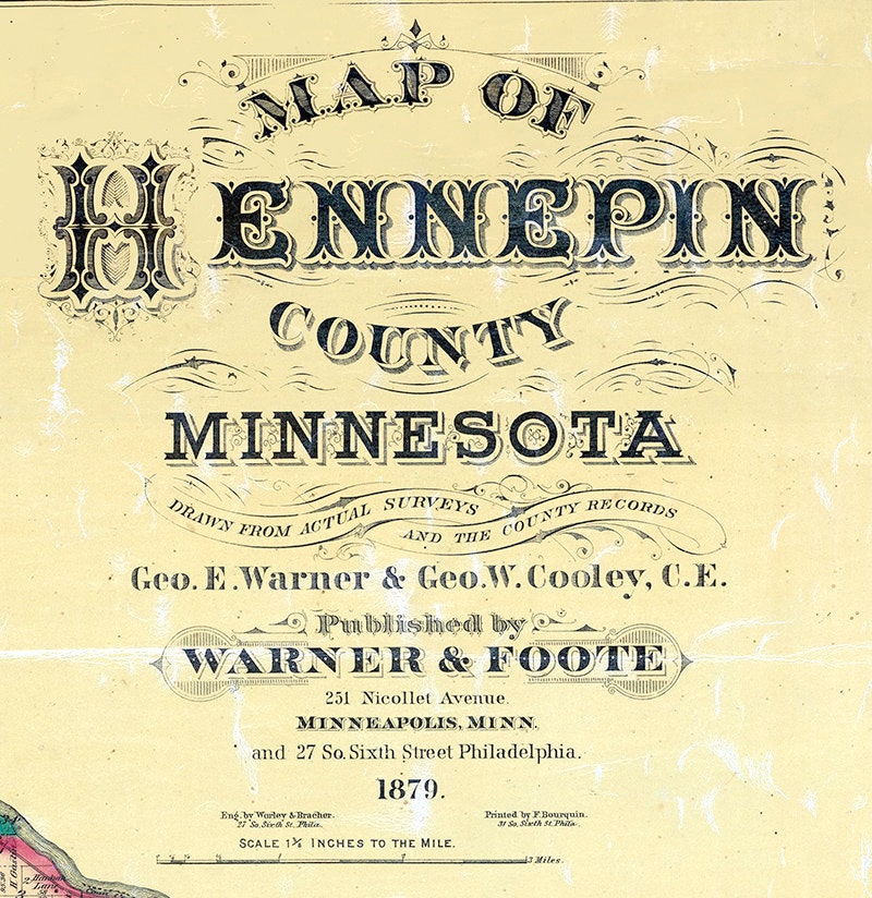 1879 Map of Hennepin County Minnesota