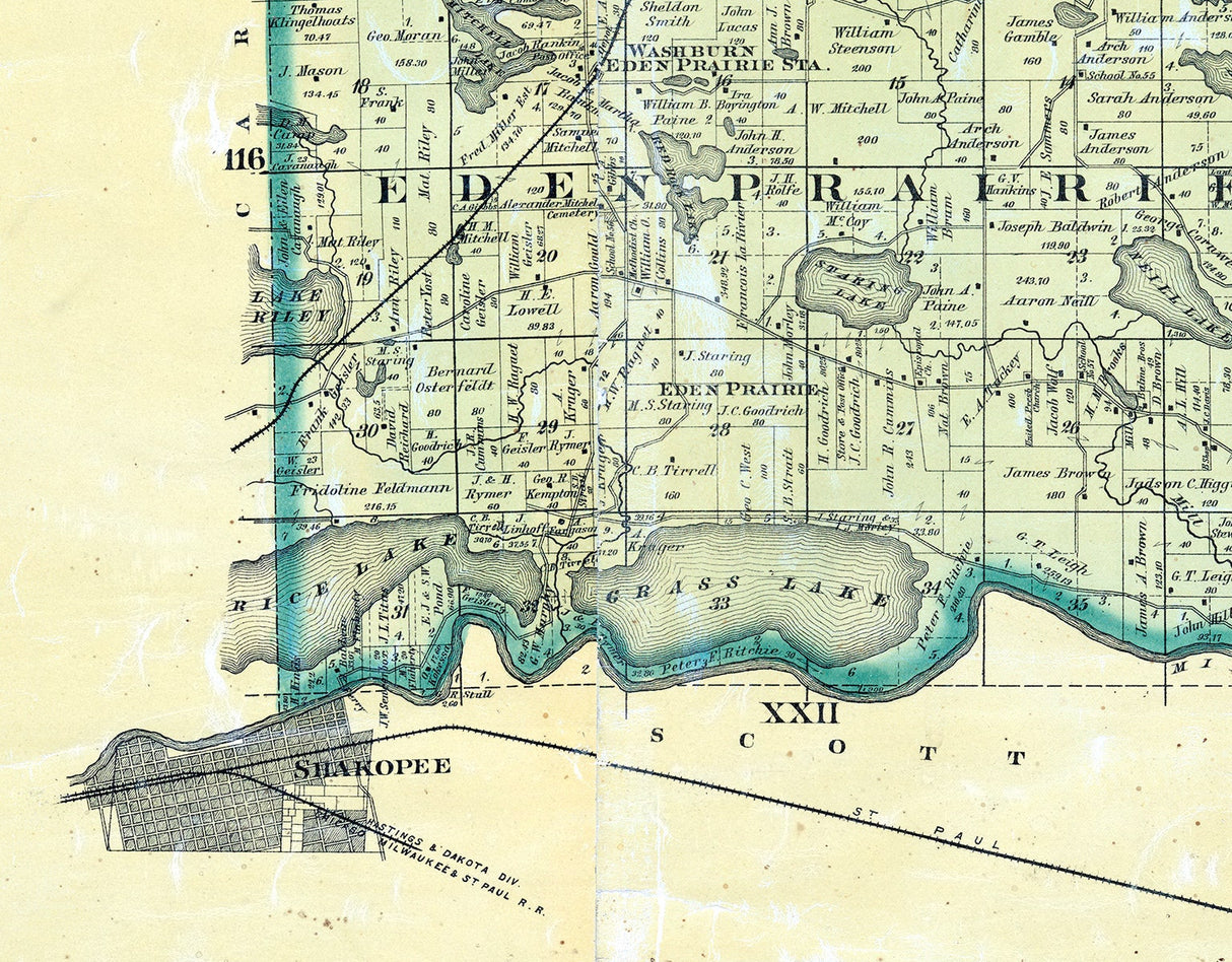 1879 Map of Hennepin County Minnesota