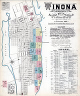 1884 Town Map of Winona Winona County Minnesota