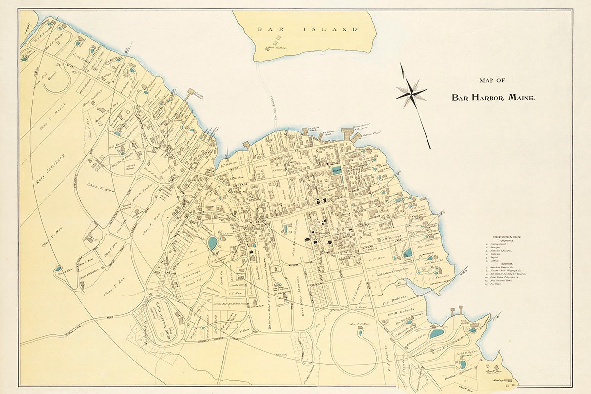 1897 Map of Bar Harbor Maine