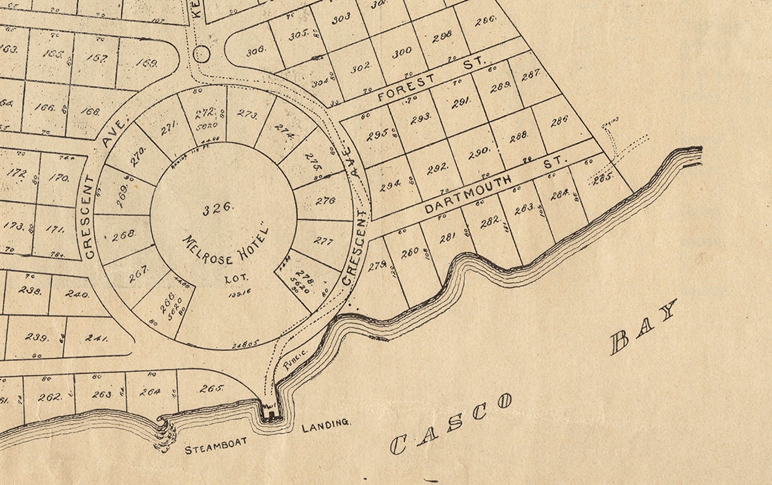 1893 Map of Littlejohns Island Cottage Lots Casco Bay Maine