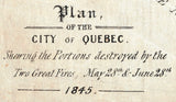 1845 Map of the City of Quebec Canada