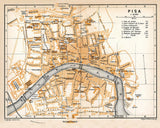 1910 Map of Pisa Italy By Baedeker